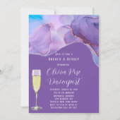 Paarse Blauwgroen alcoholinkt Brunch & Bubble Kaart (Voorkant)