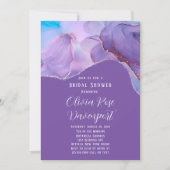 Paarse Blauwgroen alcoholinkt Etherisch Vrijgezell Kaart (Voorkant)