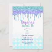 Paarse & Blauwgroen Aqua Glitter Drip Zeemeermin S Kaart (Voorkant)
