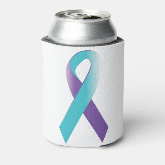 Paarse & Blauwgroen Bewustzijnslint Blikjeskoeler (Blikje Achterkant)