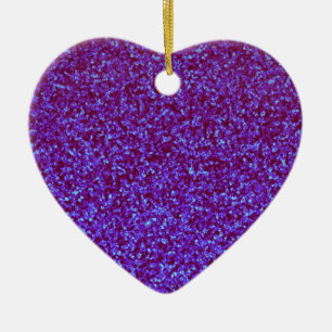 Paarse blauwgroen blauwe glitter combo hartversier keramisch ornament