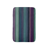 Paarse Blauwgroen Blauwe Groene Waterverf Stripes Badmat (Voorkant Verticaal)