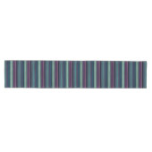 Paarse Blauwgroen Blauwe Groene Waterverf Stripes Medium Tafelloper (Horizontaal)