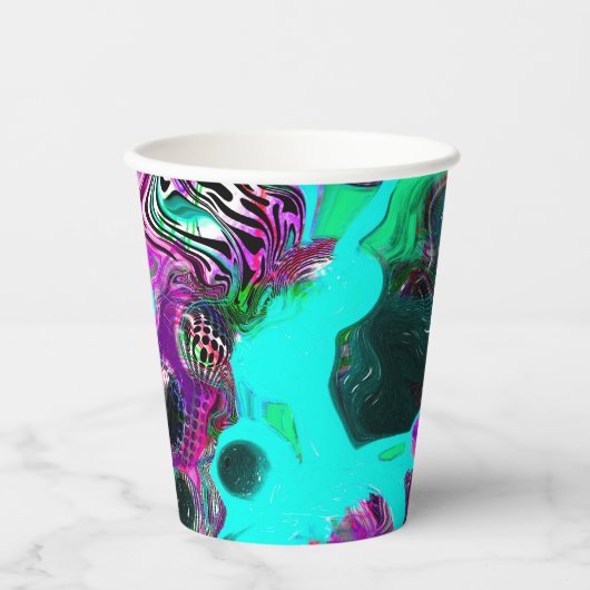 Paarse, Blauwgroen, blauwe, zwarte, kleurrijke Abs Papieren Bekers (Voorkant)