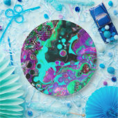 Paarse, Blauwgroen, blauwe, zwarte, kleurrijke Abs Papieren Bordje (Feest)