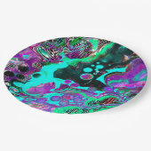 Paarse, Blauwgroen, blauwe, zwarte, kleurrijke Abs Papieren Bordje (Gekanteld)