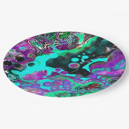 Paarse, Blauwgroen, blauwe, zwarte, kleurrijke Abs Papieren Bordje (Gekanteld)