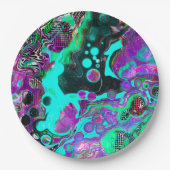 Paarse, Blauwgroen, blauwe, zwarte, kleurrijke Abs Papieren Bordje (Voorkant)