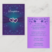 Paarse Blauwgroen Bloemenharten Receptie Enclosure Informatiekaartje (Voorkant / Achterkant)