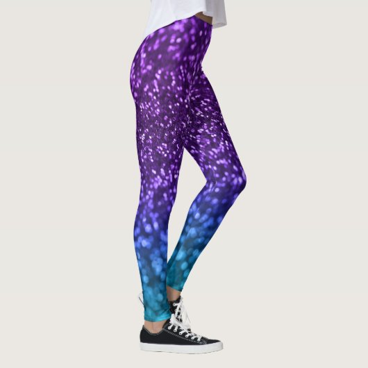 Paarse Blauwgroen Blue Glitter Bokeh Leggings (Rechts)