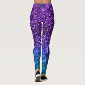 Paarse Blauwgroen Blue Glitter Bokeh Leggings (Achterkant)
