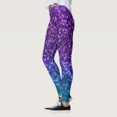Paarse Blauwgroen Blue Glitter Bokeh Leggings (Links)