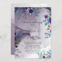 Paarse Blauwgroen botanische flora Alcohol Ink Wed