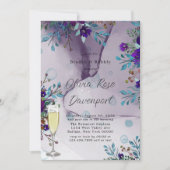 Paarse Blauwgroen botanische Floral Brunch en Bubb Kaart (Voorkant)