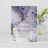 Paarse Blauwgroen botanische Floral Brunch en Bubb Kaart (Staand voorkant)