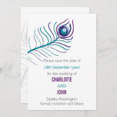 Paarse blauwgroen bruinkoolpauw, met uitzondering save the date (Voorkant / Achterkant)