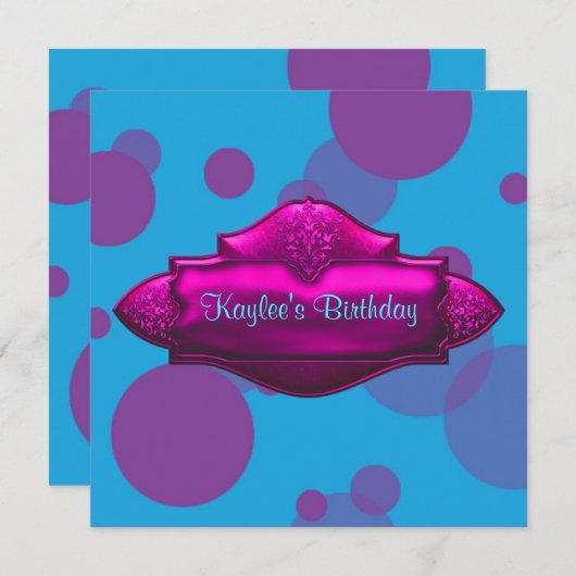 Paarse Blauwgroen Bubbels Meisjes 10e Verjaardagsf Kaart (Voorkant / Achterkant)