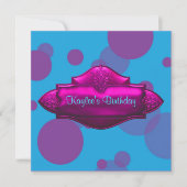 Paarse Blauwgroen Bubbels Meisjes 10e Verjaardagsf Kaart (Voorkant)