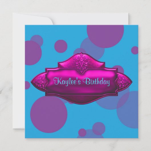 Paarse Blauwgroen Bubbels Meisjes 10e Verjaardagsf Kaart (Voorkant)