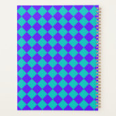 Paarse Blauwgroen Checker Diamantpatroon Planner (Achterkant)