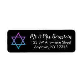 Paarse Blauwgroen davidster retouradres Etiket