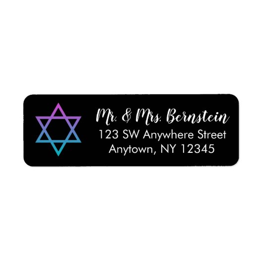 Paarse Blauwgroen davidster retouradres Etiket (Voorkant)