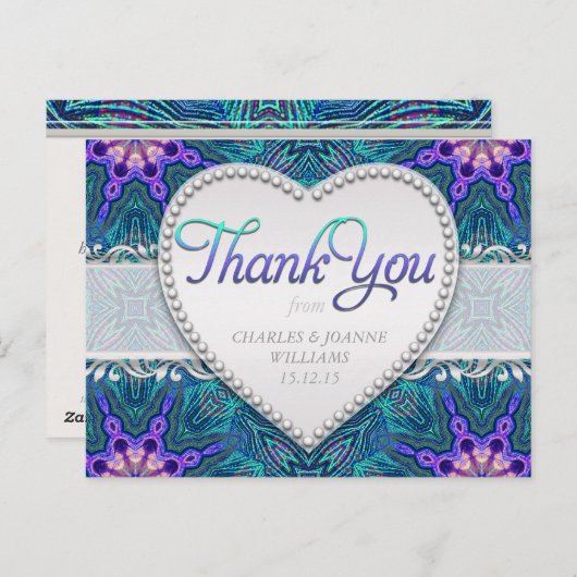 Paarse Blauwgroen elegante bruiloft dank u Briefka Briefkaart (Voorkant / Achterkant)