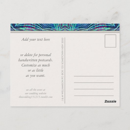 Paarse Blauwgroen elegante bruiloft dank u Briefka Briefkaart (Achterkant)