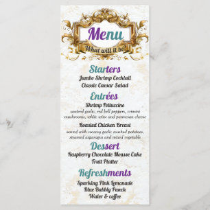 Paarse & Blauwgroen Elegante Menu Kaarten
