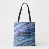 Paarse, Blauwgroen en Blauwe Abstracte Vloeibare K Tote Bag (Voorkant)