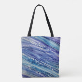 Paarse, Blauwgroen en Blauwe Abstracte Vloeibare K Tote Bag (Achterkant)