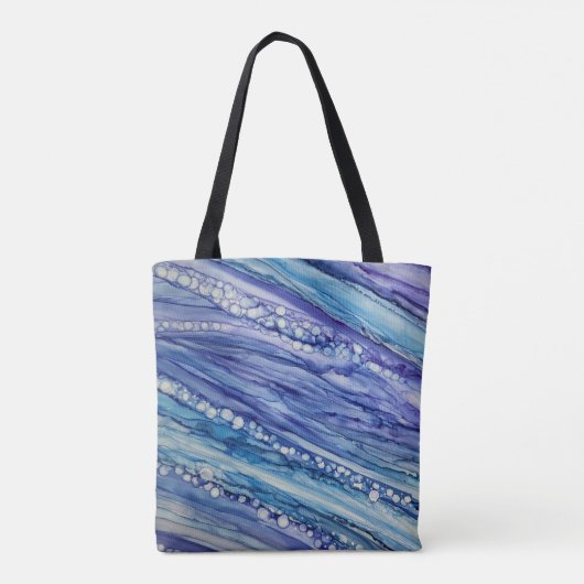 Paarse, Blauwgroen en Blauwe Abstracte Vloeibare K Tote Bag (Achterkant)