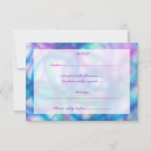 Paarse, Blauwgroen en blauwe RSVP. RSVP Kaartje (Voorkant)