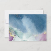 Paarse, Blauwgroen en Blauwe Waterverf Bruiloft RS RSVP Kaartje (Achterkant)
