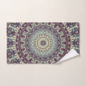 Paarse Blauwgroen en Crème Mandala Patroon Bad Handdoek (Handdoek)