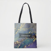 Paarse, Blauwgroen en gouden Abstracte Vloeibare K Tote Bag (Voorkant)