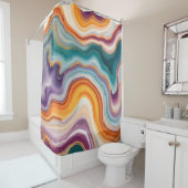 Paarse, Blauwgroen en gouden agaat Douchegordijn (In situ)