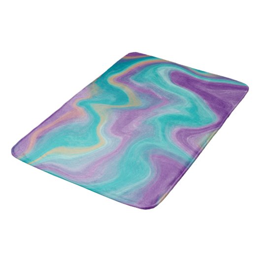 Paarse, Blauwgroen en goudziren Badmat (Gekanteld)