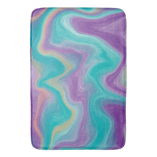 Paarse, Blauwgroen en goudziren Badmat (Voorkant Verticaal)