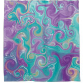 Paarse, Blauwgroen en goudziren Douchegordijn (Voorkant)