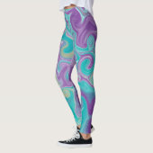 Paarse, Blauwgroen en goudziren Leggings (Links)