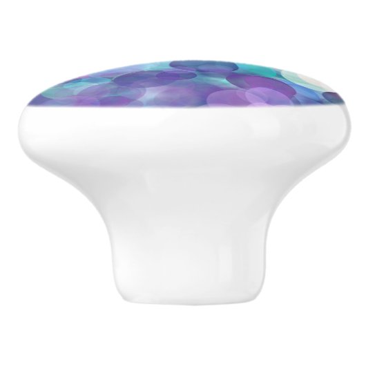 Paarse, Blauwgroen en Turquoise Bubbles Bokeh Keramische Knop (Zijkant)