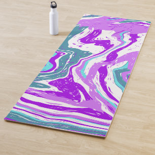 Paarse, Blauwgroen en witte marmer-strijders Yogamat