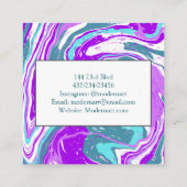 Paarse Blauwgroen en witte marmer Vierkante Visitekaartje (Achterkant)