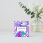 Paarse Blauwgroen en witte marmer Vierkante Visitekaartje (Staand voorkant)