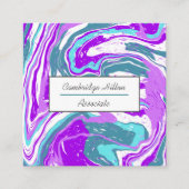Paarse Blauwgroen en witte marmer Vierkante Visitekaartje (Voorkant)