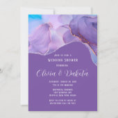 Paarse Blauwgroen Etheral Alcohol Ink Wedding Show Kaart (Voorkant)