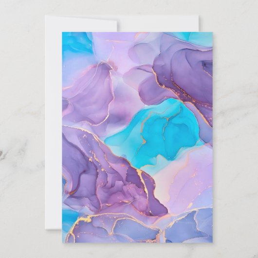 Paarse Blauwgroen Etheral Alcohol Ink Wedding Show Kaart (Achterkant)