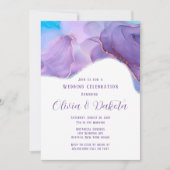 Paarse Blauwgroen etherische alcohol Ink Wedding I Kaart (Voorkant)