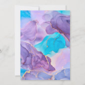 Paarse Blauwgroen etherische alcohol Ink Wedding I Kaart (Achterkant)